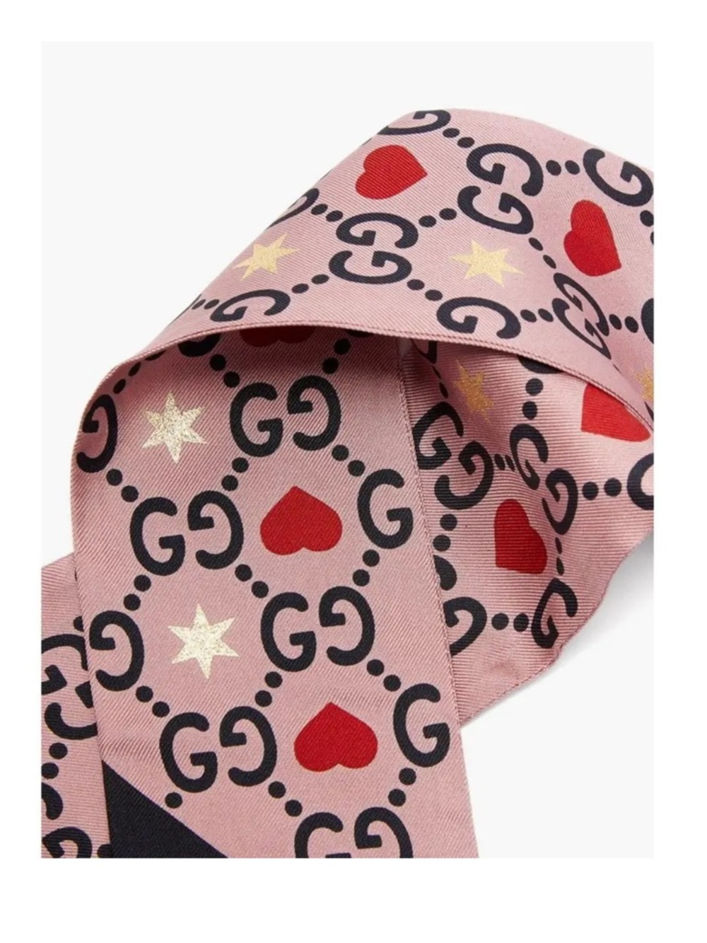 Gucci Silk Twilly / Scarf - GG, Hearts + Stars - in Limited Edition Twilly Box - Picture 5 of 6